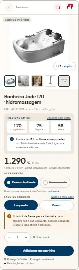 Ecrã da aplicação Bath Online