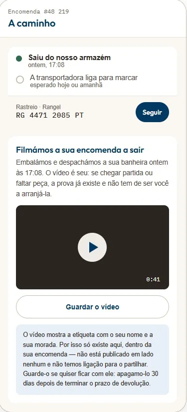 Ecrã da aplicação Bath Online